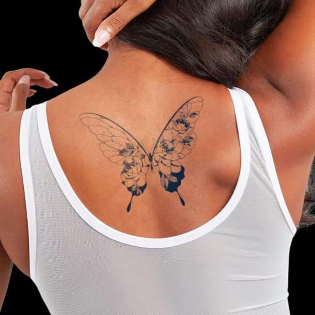 beautiful butterfly back tattoo