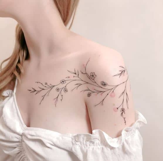 Fine Line Shoulder Tattoo