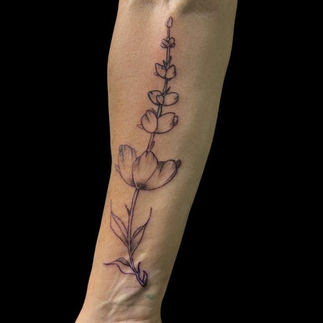 Jesse Tattoo Artist Fine Line Flower Big Forearm Tattoo