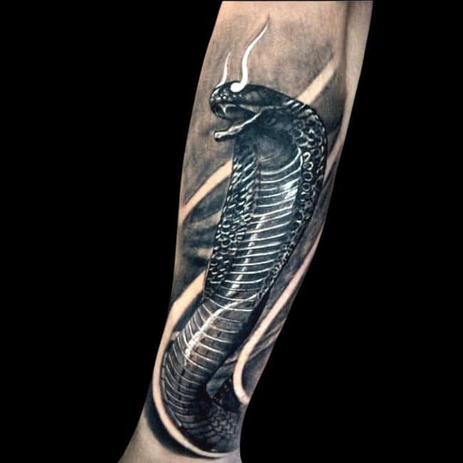 Josh Tattoo Artist Animal Realism Snake Cobra Wild Eyes Colour Forearm Tattoo
