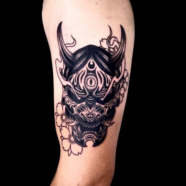Josh Tattoo Artist Hannya Mask Abstract Japanese Devil Arm Tattoo