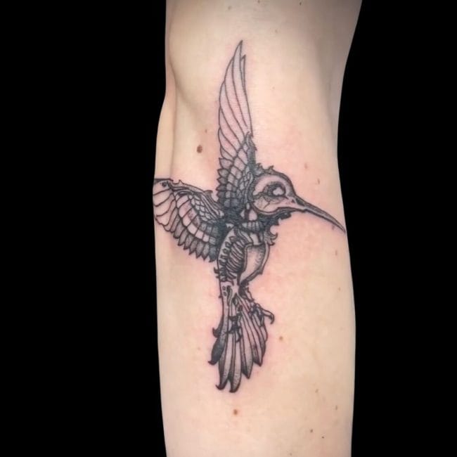Josh Tattoo Artist Linework Fine Line Mechanical Bird Forearm Tattoo