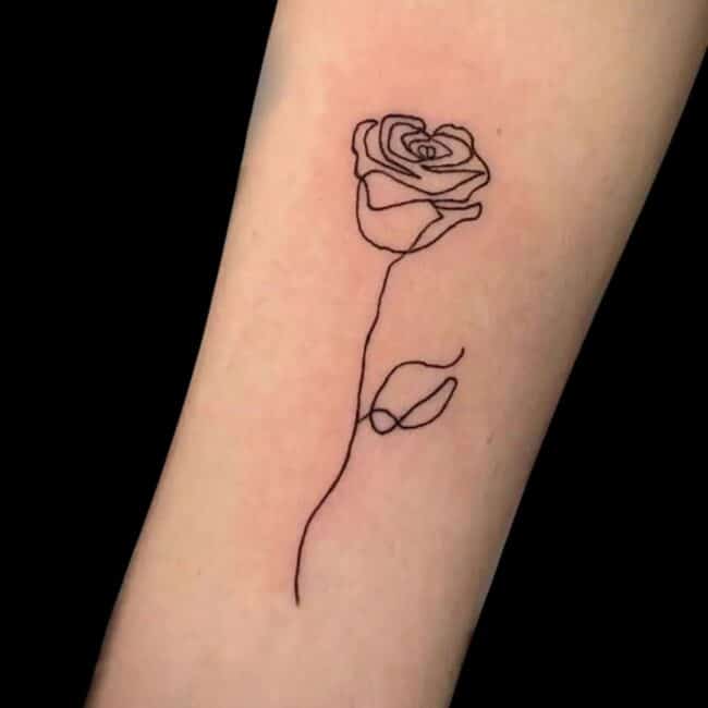 Ali Tattoo Artist Fine Line Rose Forearm Tattoo
