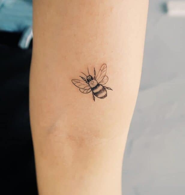 Fine Line Bee Tattoo