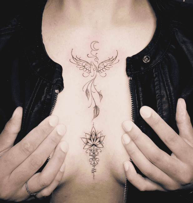 Fine Line Sternum Tattoo