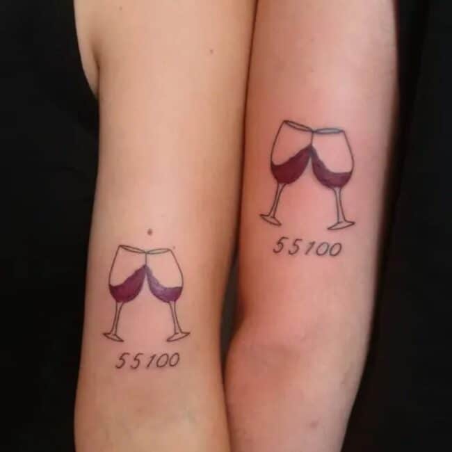 Isabella Tattoo Artist Fine Line Colour Wine Glass Number Tattoos