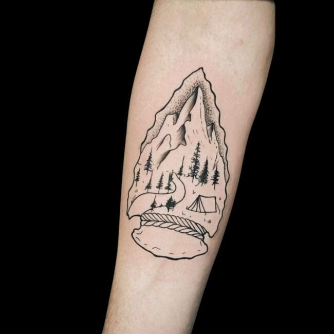 Pablo Juan Carvajal Tattoo Artist Fine Line Nature Hiking Mountain Trails Forearm Tattoo