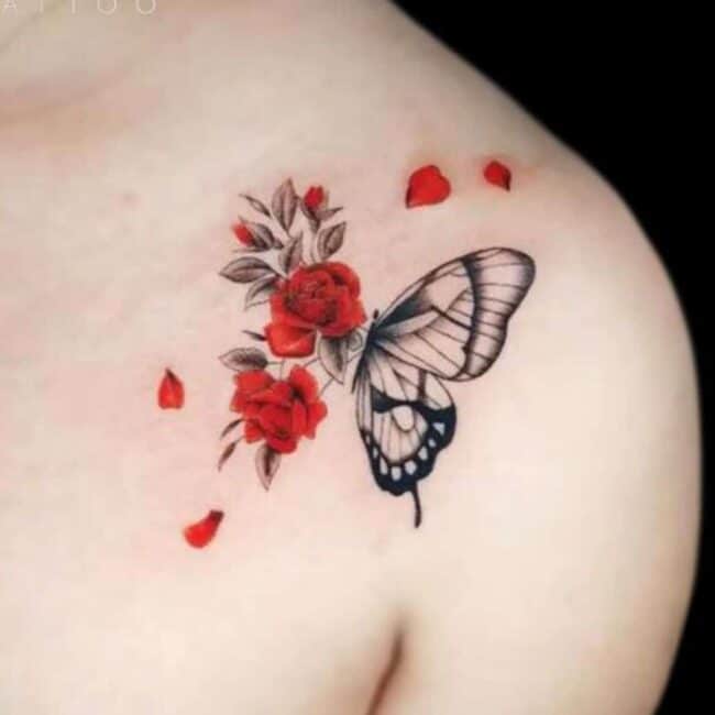 Pablo Juan Carvajal Tattoo Artist Micro Realism Fine Line Roses Butterfly Collarbone Clavicle Tattoo