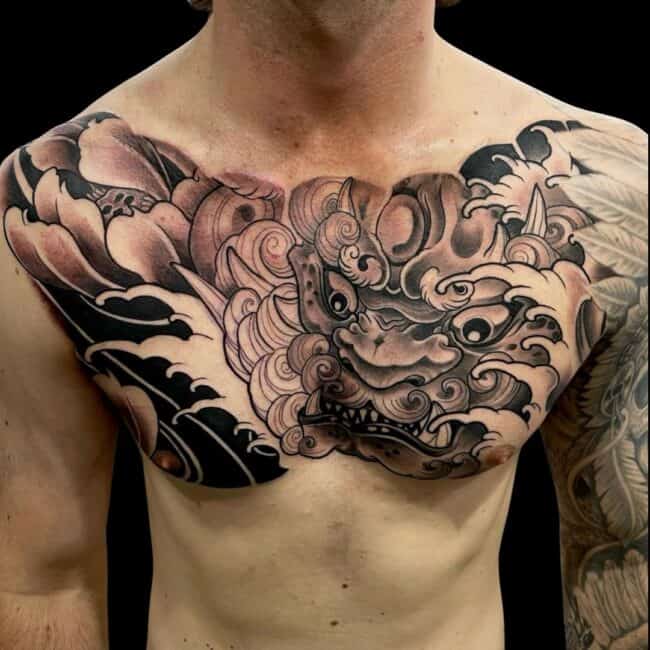 Rhys Sharp Tattoo Artist Japanese Chest Tattoo