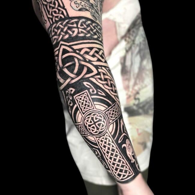Thor Tattoo Artist Tribal Celtic Cross Full Sleeve Tattoo