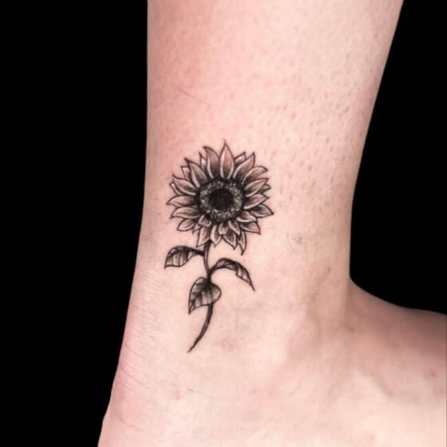 Ankle Sunflower Tattoo
