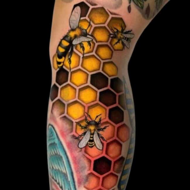 Bee And Honeycomb Tattoo