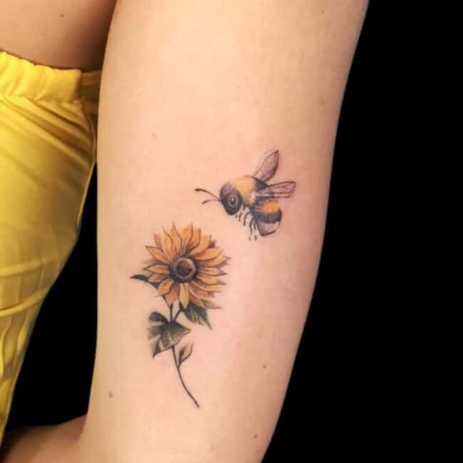 Bee And Sunflower Tattoo