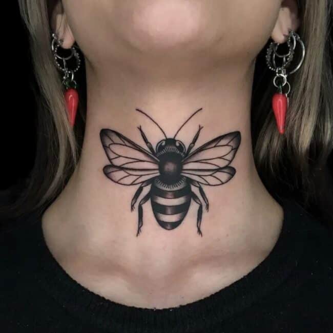 Bee Neck Tattoo