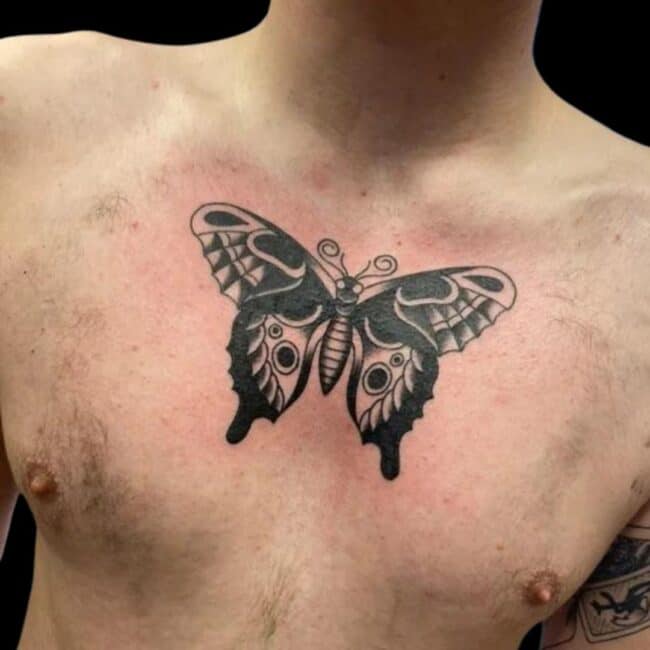 Butterfly Chest Tattoo