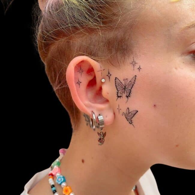 Butterfly Face Tattoo
