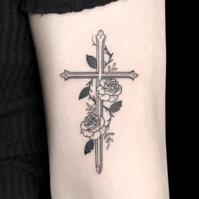Cross Rose Tattoo
