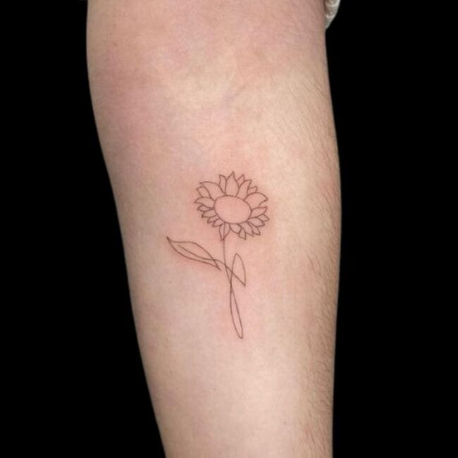 Fine Line Sunflower Tattoo