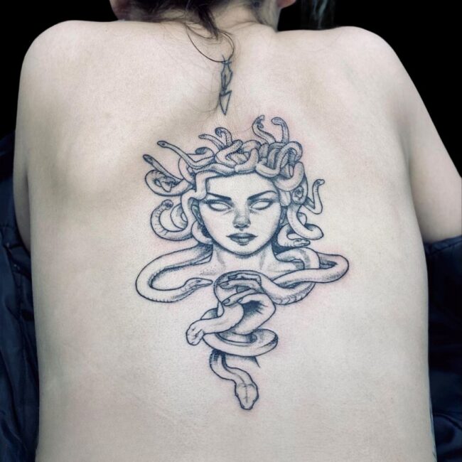 Medusa Spine Tattoo