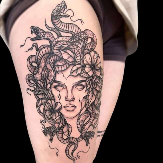 Medusa Thigh Tattoo