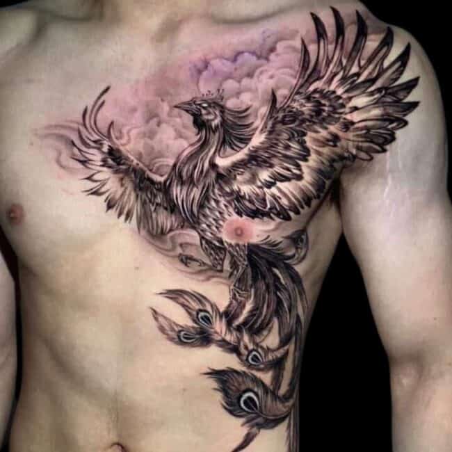 Phoenix Chest Tattoo