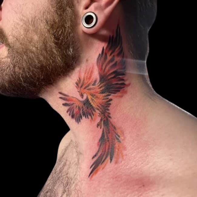 Phoenix Neck Tattoo