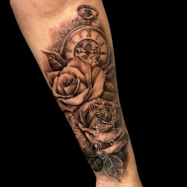 Rose Clock Tattoo