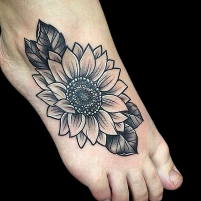 Sunflower Foot Tattoo