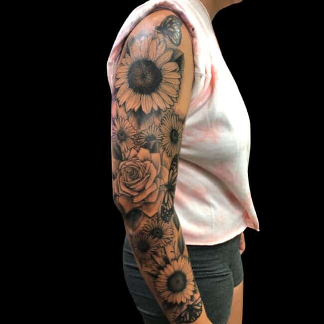 Sunflower Sleeve Tattoo
