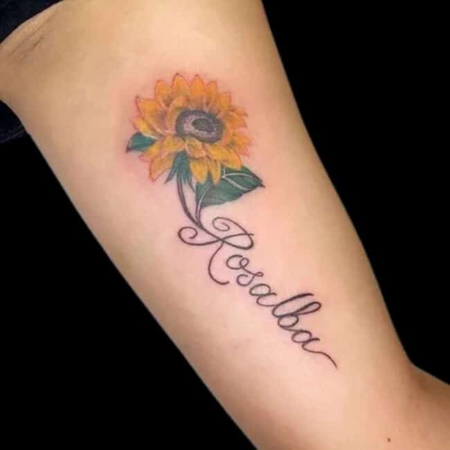Sunflower With A Name Tattoo