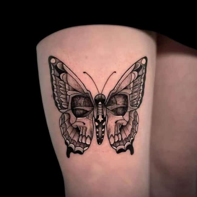 Thigh Butterfly Tattoo