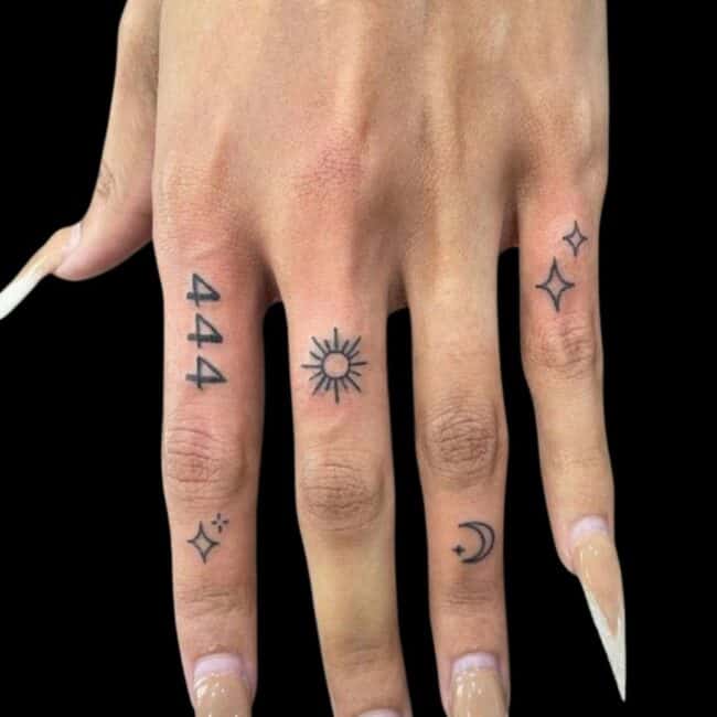 444 Finger Tattoo