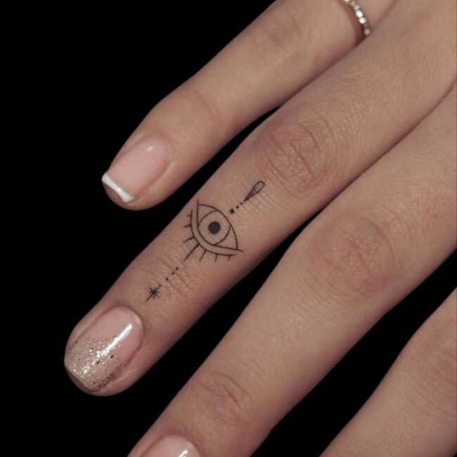 Evil Eye Finger Tattoo