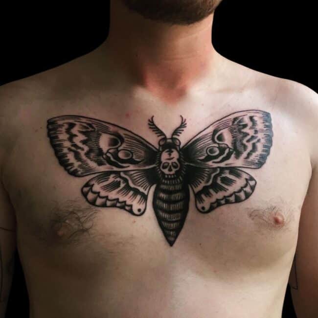 Moth Chest Tattoo