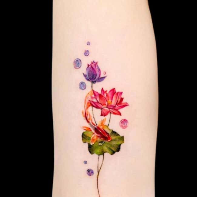 Colour Lotus Flower Tattoo