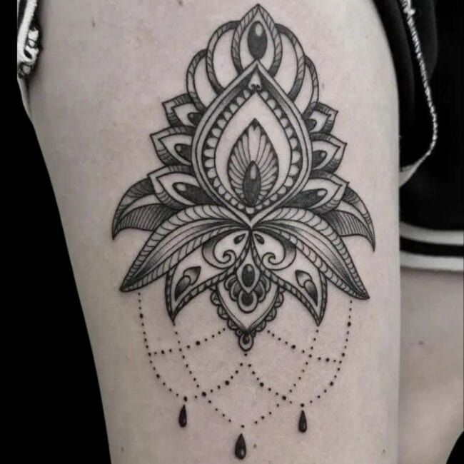 Isabella Tattoo Artist Fine Line Mandala Geometric Leg Tattoo