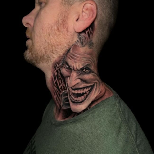 Joker Neck Tattoo