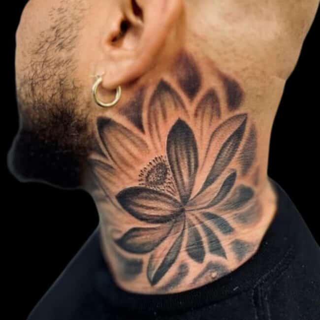 Lotus Flower Neck Tattoo