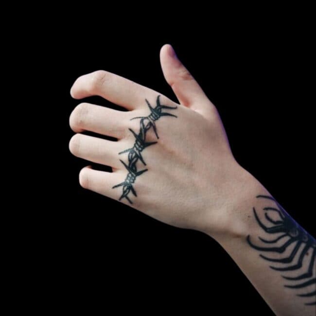 Barbed Wire Hand Tattoo