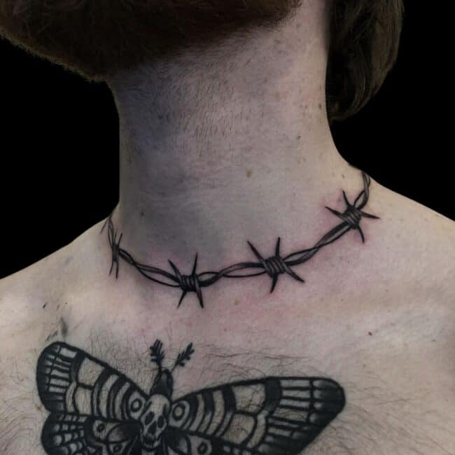 Barbed Wire Neck Tattoo