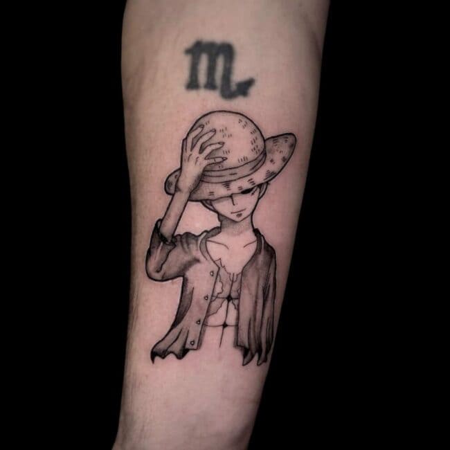 Simon Tattoo Artist Anime Cartoon Luffy Forearm Tattoo