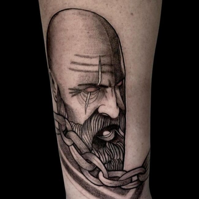 Simon Tattoo Artist Semi Realism God Of War Tattoo Video Game Arm Tattoo