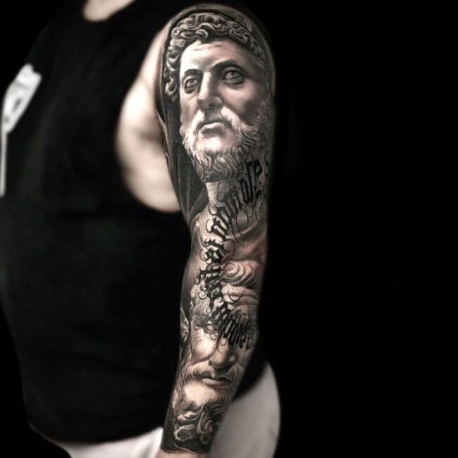 Sunny Realism Greek God Zeus Sleeve Tattoo 2