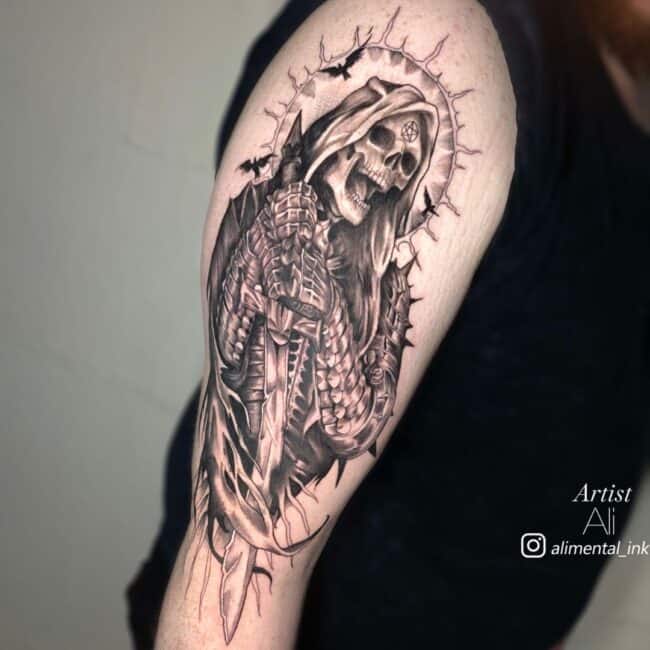Ali Grim Reaper Tattoo on Arm