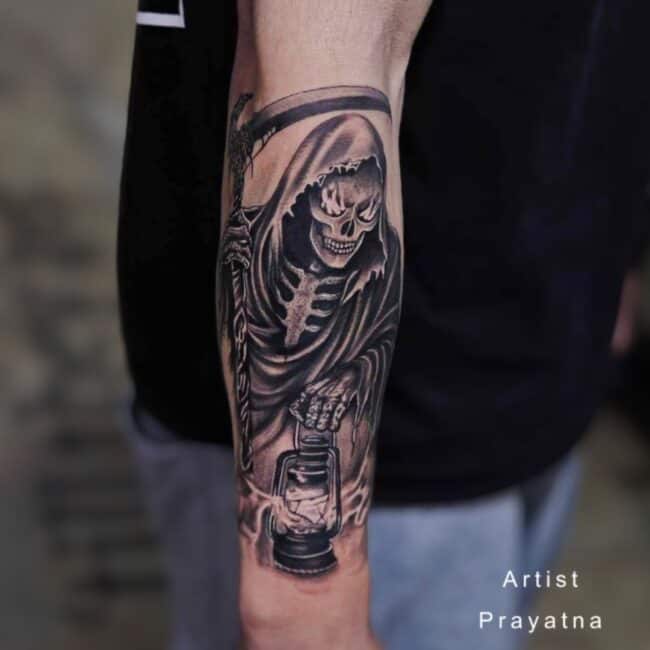 Prayatna Grim Reaper Tattoo on Arm
