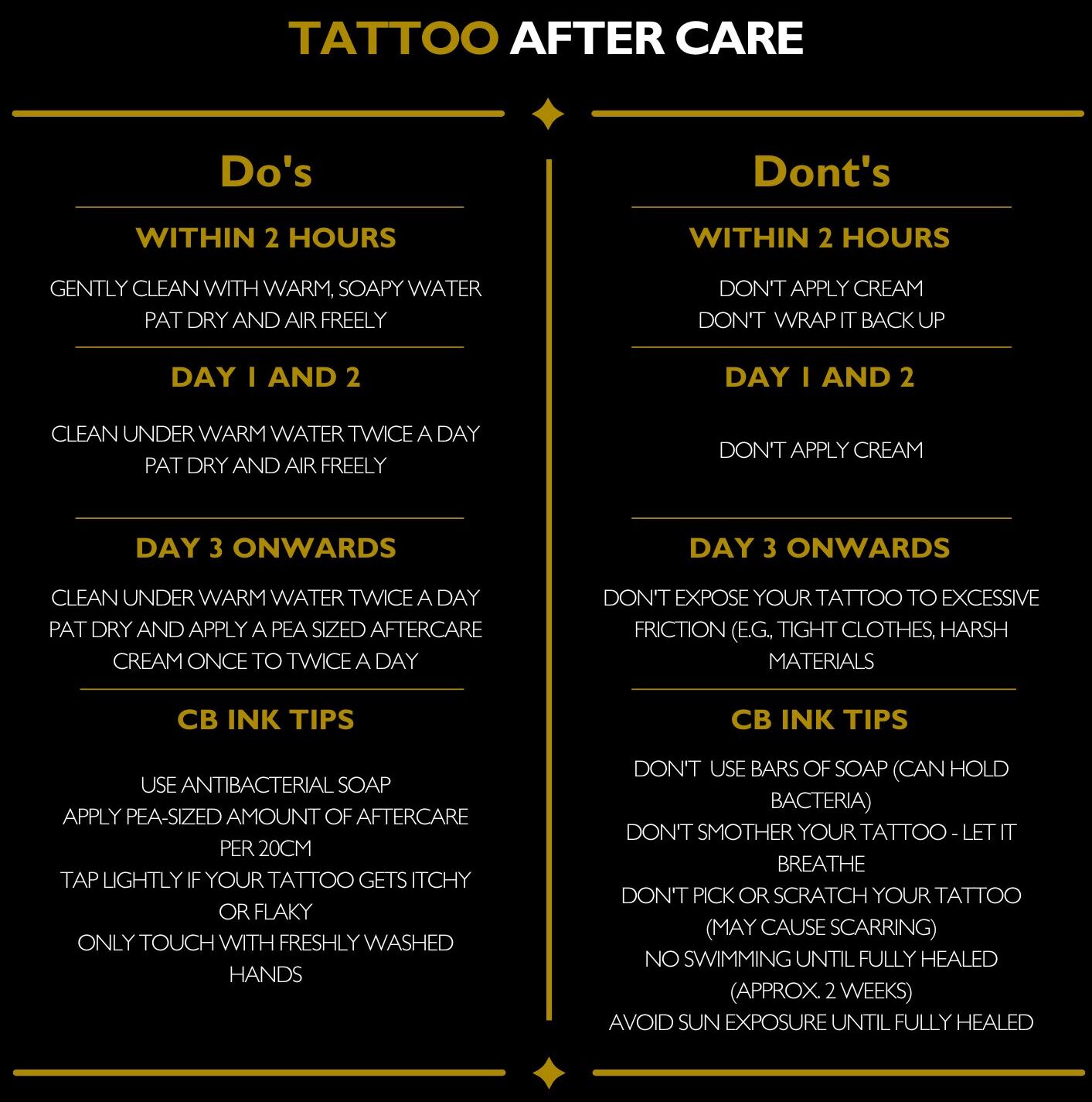 Aftercare Care For Tattoos