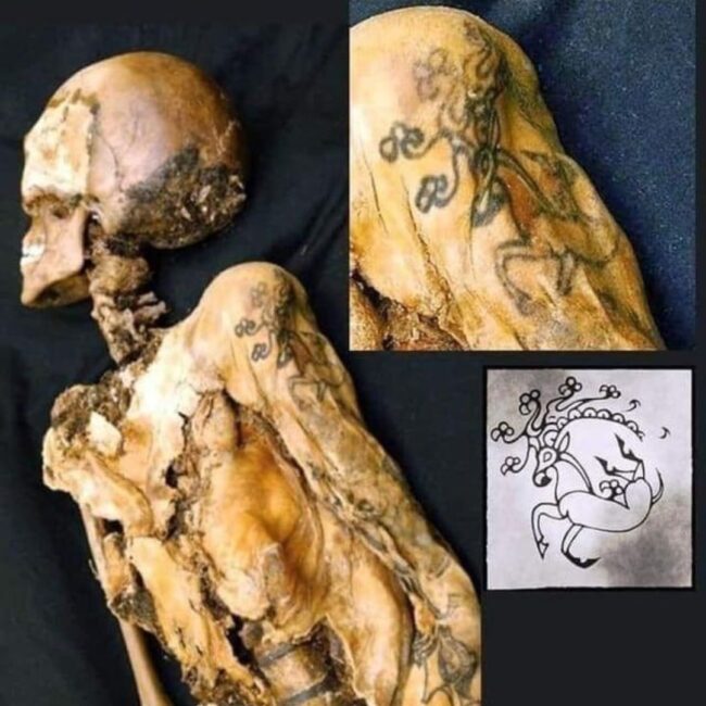 Ancient Mummified Body with Tattoos