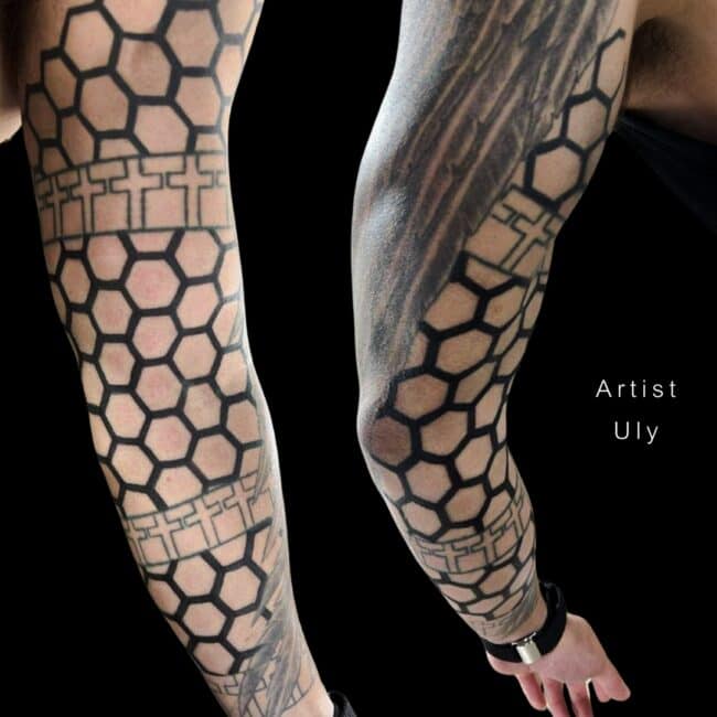 Artist Uly Geometrical Sleeve Elbow Tattoo