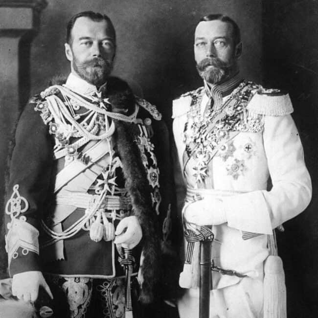 Czar Nicholas II and Other Man Old Black and White Portrait Photo