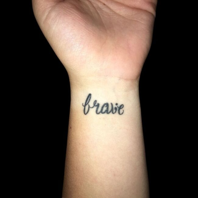 Depression Text Black Semicolon Brave Hand Wrist Tattoo